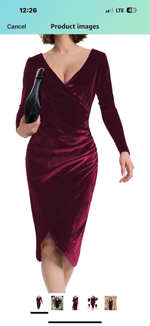 Women's XL Size Long Sleeve Velvet Bodycon Dress Sexy Cocktail Party Dress